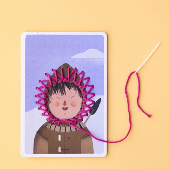 Embroidery cards, zigzag yarn, sewing, yarn craft, 5+ years Londji lacing game - Picture 5 of 16